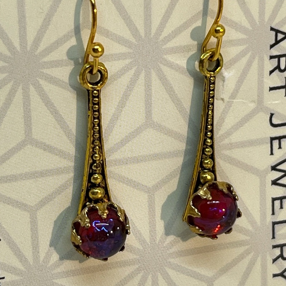 Art Jewelry For You Handcrafted Artisan Mexican Fire Dragons Breath GP Earrings - Picture 2 of 5